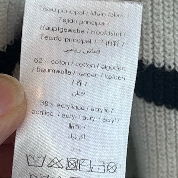 IKKS Women Striped Black and White Sweater Sz L Nautical Coastal Preppy Prep - Picture 9 of 16